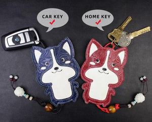 Corgi Love Large Genuine Leather Keychains-Accessories-Accessories, Corgi, Dogs, Keychain-1