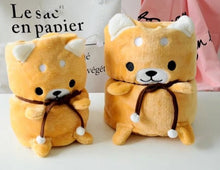 Load image into Gallery viewer, This image shows two adorable Corgi Love Portable Plush Travel Blankets kept folded on a table.