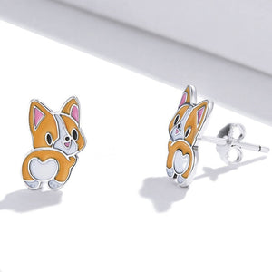 Corgi Love Silver Earrings-Dog Themed Jewellery-Corgi, Dogs, Earrings, Jewellery-4