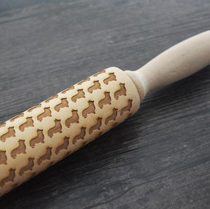 Image of corgi rolling pin made of wood for baking