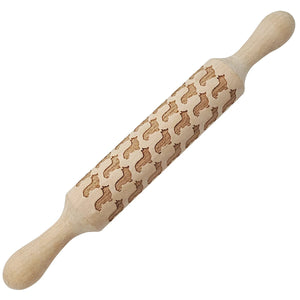 Image of a wooden corgi rolling pin