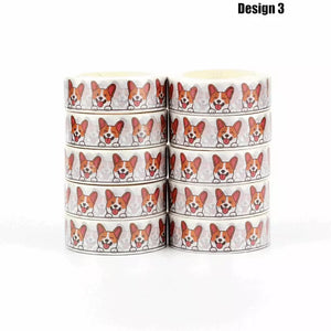 Image of design 3 corgi masking tape in infinite smiling corgi design