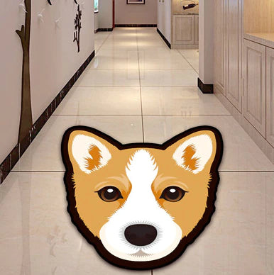 Image of a corgi rug in a hallway