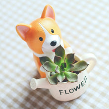 Load image into Gallery viewer, Corgi with Flower Watering Can Succulent Plants Flower Pot-Home Decor-Corgi, Dogs, Flower Pot, Home Decor-Corgi - with Coffee Mug-1