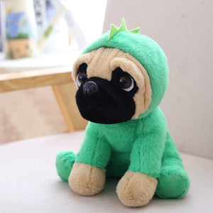 image of a pug stuffed animal stuffed toy - green dragon design