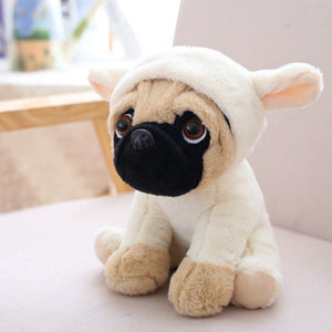 image of a pug stuffed animal stuffed toy -white cow design