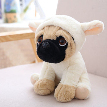 image of a pug stuffed animal stuffed toy -white cow design