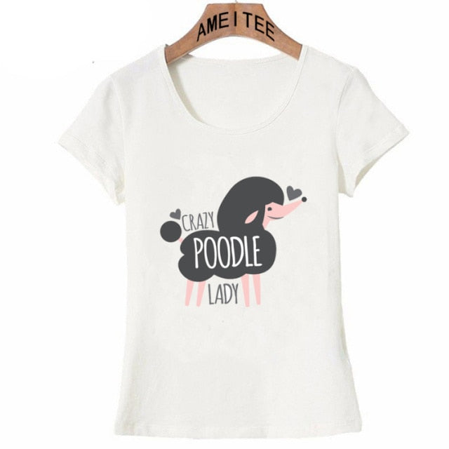 Crazy Poodle Lady Womens T Shirt-Apparel-Apparel, Dogs, Poodle, T Shirt, Z1-S-1