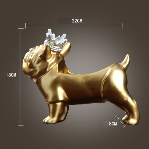 Crown French Bulldog Decorative Table Organiser Statue