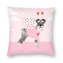 Load image into Gallery viewer, Cupid Schnauzer Pink Cushion Cover-Home Decor-Cushion Cover, Dogs, Home Decor, Schnauzer-Small-Pink-1