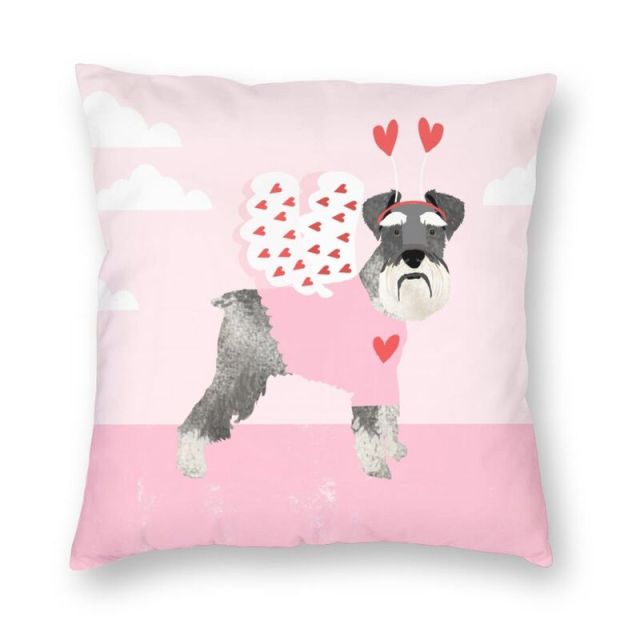 Cupid Schnauzer Pink Cushion Cover-Home Decor-Cushion Cover, Dogs, Home Decor, Schnauzer-Small-Pink-1