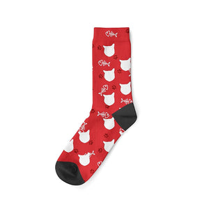 Custom Cat Socks - Personalized Cat Gifts for Cat Lovers-Accessories, Cats, Personalized Dog Gifts, Socks-Summer-Cat Paws and Fish Bones-Red-18