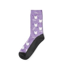 Load image into Gallery viewer, Custom Cat Socks - Personalized Cat Gifts for Cat Lovers-Accessories, Cats, Personalized Dog Gifts, Socks-Winter-Cat Paws and Fish Bones-Purple-25