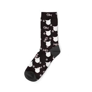 Custom Cat Socks - Personalized Cat Gifts for Cat Lovers-Accessories, Cats, Personalized Dog Gifts, Socks-Summer-Cat Paws and Fish Bones-Black-3