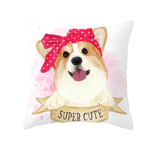 Cute as Candy Baby Doggos Cushion CoversCushion CoverCorgi - Pink Headscarf