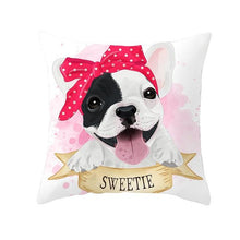 Load image into Gallery viewer, Cute as Candy Baby Doggos Cushion CoversCushion CoverFrench Bulldog - Red Headscarf Bow