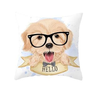 Cute as Candy Baby Doggos Cushion CoversCushion CoverGolden Retriever - Black Glasses
