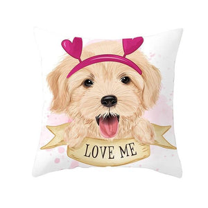 Cute as Candy Baby Doggos Cushion CoversCushion CoverGolden Retriever - Pink Headband with Hearts