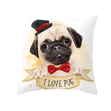 Load image into Gallery viewer, Cute as Candy Baby Doggos Cushion CoversCushion CoverPug - Bowtie and Top Hat