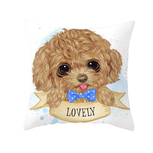 Load image into Gallery viewer, Cute as Candy Baby Doggos Cushion CoversCushion CoverToy Poodle - Blue Bowtie