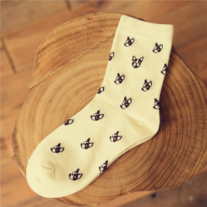 Image of boston terrier socks in the color white