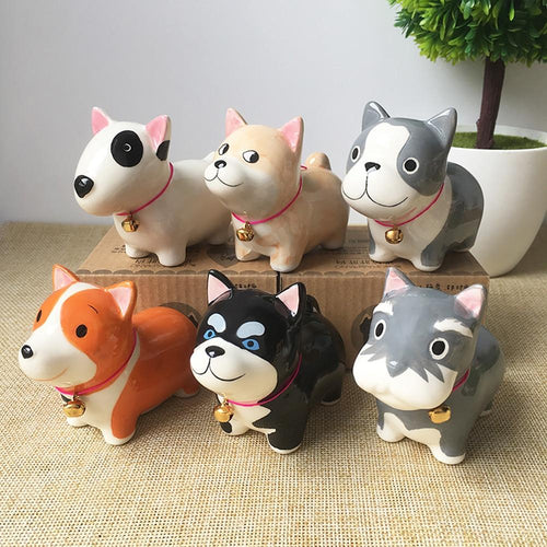 Cute Ceramic Car Dashboard / Office Desk Ornament Figurines for Dog Lo