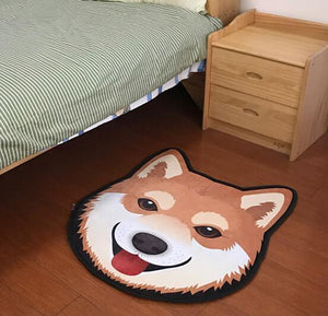 Image of a shiba inu rug with smiling shiba inu face