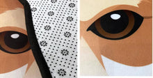 Load image into Gallery viewer, Close image of a shiba inu rug with shiba inu eyes