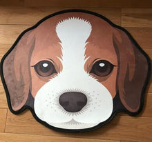 Load image into Gallery viewer, Image of Beagle rug in the cutest Beagle face on the wooden floor