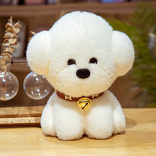 Load image into Gallery viewer, This image shows three cutest sitting Bichon Frise Stuffed Animal Plush Toys sitting on the table.