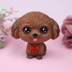 Cutest Boston Terrier Love Miniature BobbleheadCar AccessoriesToy Poodle - Brown