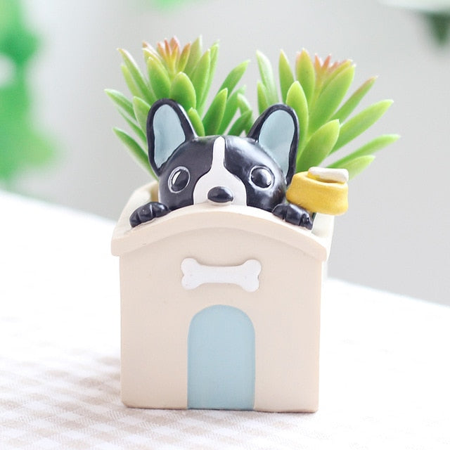 Image of a cutest boston terrier flower pot