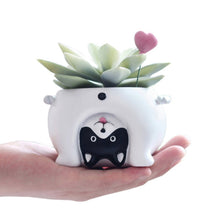 Load image into Gallery viewer, Image of a boston terrier flower pot in the cutest upside-down Boston Terrier design.
