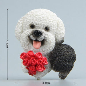 Cutest Chow Chow Fridge MagnetHome DecorBichon Frise with Flowers