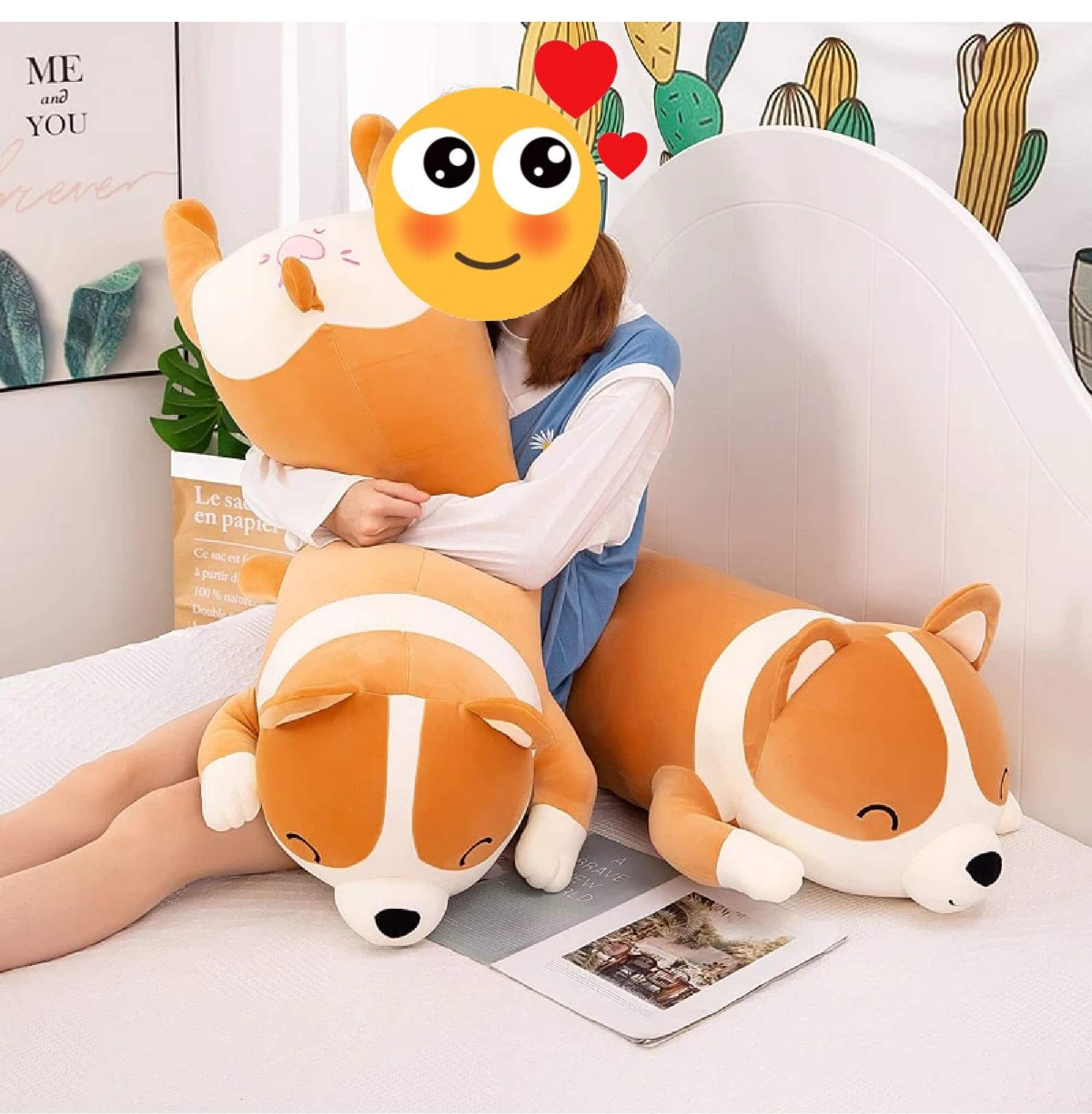 Hug Me Corgi Stuffed Animal Huggable Plush Pillows