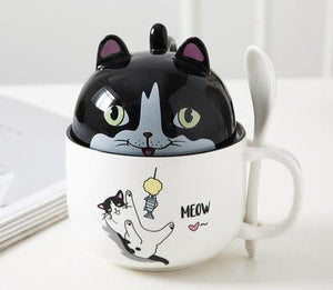 Cutest Dual Use Pug Love Ceramic Coffee Mug-Mug-Dogs, Mugs, Pug-Cat - Black-350ml-4
