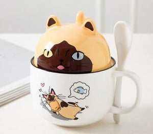 Cutest Dual Use Pug Love Ceramic Coffee Mug-Mug-Dogs, Mugs, Pug-Cat - Orange with Mask-350ml-7