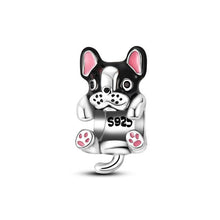 Load image into Gallery viewer, Image of a boston terrier silver charm bead
