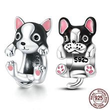 Load image into Gallery viewer, Image of two boston terrier charm beads made of silver
