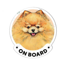Load image into Gallery viewer, Image of a Pomeranian car decal sticker in the cutest Pomeranian on Board design.