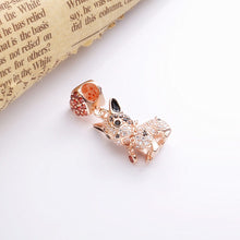 Load image into Gallery viewer, Image of a rose gold coloured stone studded boston terrier pendant