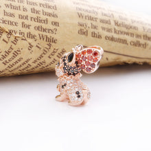 Load image into Gallery viewer, Back image of a rose gold coloured boston terrier pendant with a red stone studded heart
