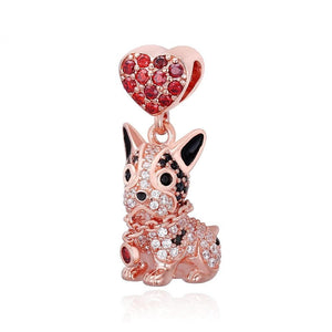 Image of a rose gold coloured boston terrier pendant