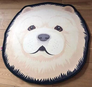 Image of a super cute Samoyed rug in the cutest Samoyed face