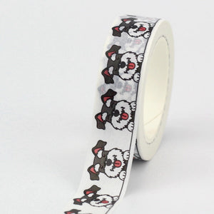 Close image of Schnauzer masking tape in the happiest infinite Schnauzers design