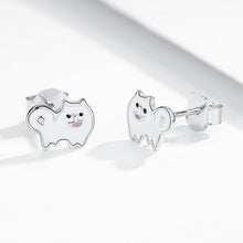 Load image into Gallery viewer, Cutest Silver and Enamel American Eskimo Dog Earrings-Dog Themed Jewellery-American Eskimo Dog, Dogs, Earrings, Jewellery-4