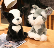 Load image into Gallery viewer, image of a schnauzer and boston terrier stuffed animal plush toy 