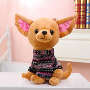 this image shows the adorable and cutest sitting chihuahua stuffed animal plush toy in a soft brown color.
