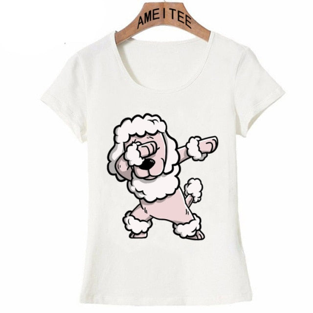 Dabbing Pink Poodle Womens T Shirt-Apparel-Apparel, Dogs, Poodle, T Shirt, Z1-S-1