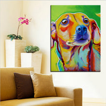 Load image into Gallery viewer, Image of a dachshund art poster on the wall